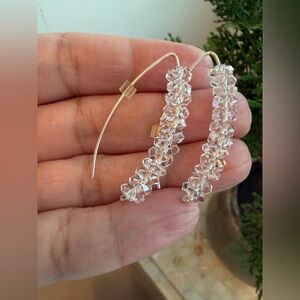 NWOT DEB GUYOT STERLING SILVER HERKIMER DANGLE EARRINGS beautiful!